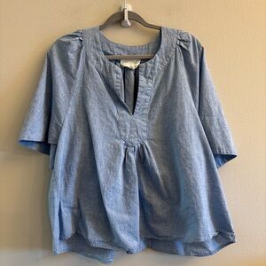Pomander Place Chambray Finley Flutter Sleeve Top Size XXL